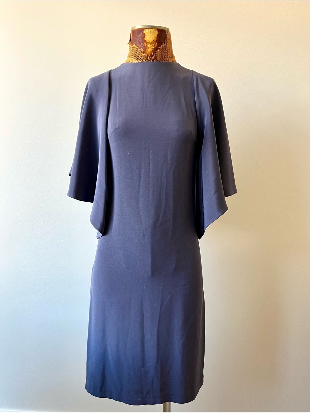 Elegant Purple Cape-Sleeve Dress